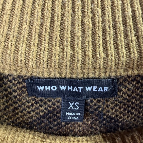 Who What Wear Leopard Print Sweater XS Mock Neck Tan Brown Cozy Knit Top - Picture 4 of 6